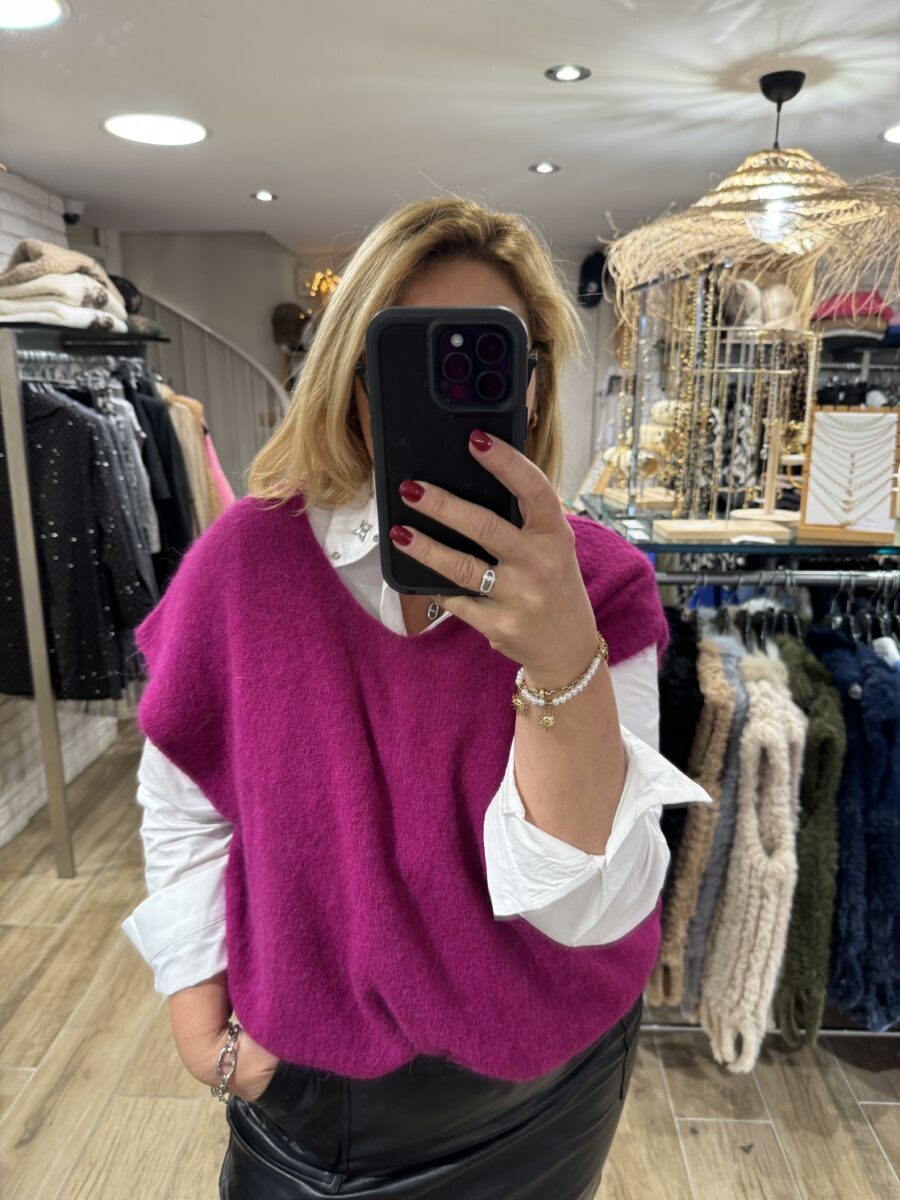 Pull sans manche violet