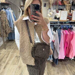Gilet avec poche camel TU « Polka »