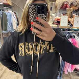 Sweat à capuche noir « Amour »