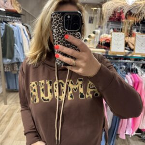 Sweat à capuche marron 
« Amour »
