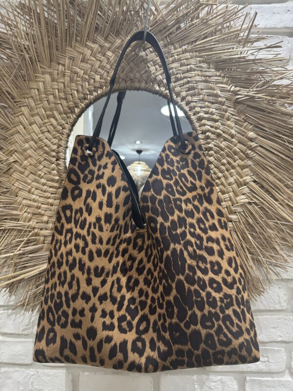 Sac cabas léopard avec pochette