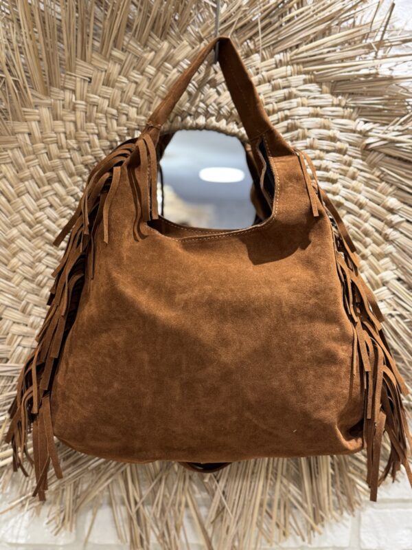 Sac Cabas souple à franges "Camel »