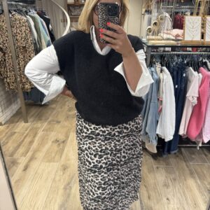 Jupe plissée à motifs noir 
TU