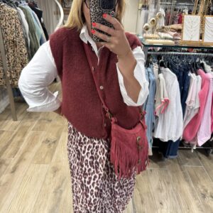 Jupe plissée à motifs cerise
TU