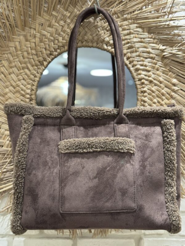 Cabas moumoute marron avec fermeture