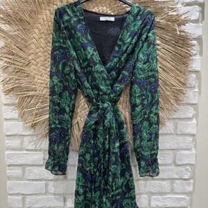 Robe verte à fleurs