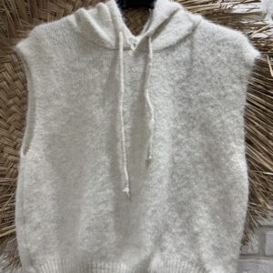 Pull sans manches à capuche écru 
TU