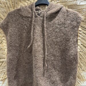 Pull sans manches à capuche marron 
TU