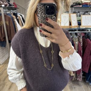 Pull sans manches marron TU