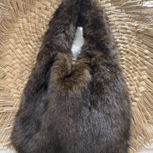 Sac cabas chocolat en fausse fourrure
