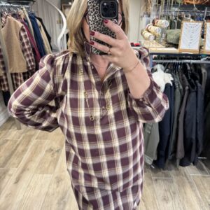 Robe chemise "Louise "bordeaux