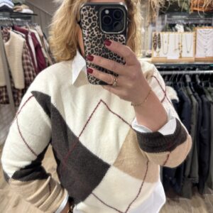 Pull jacquard col rond beige
TU 36/42