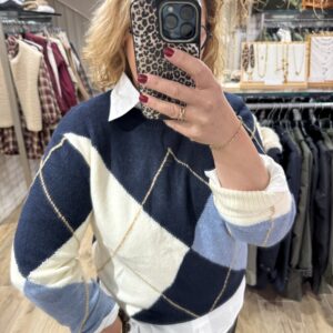 Pull Jacquard col rond bleu
TU 36/42