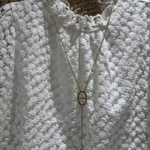 Sautoir Y  dore en acier inoxydable