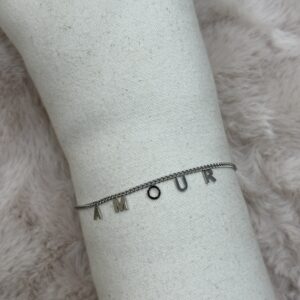 Bracelet argent en acier inoxydable Amour