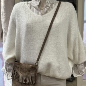 Pull manches 3/4 oversize blanc TU 36/42