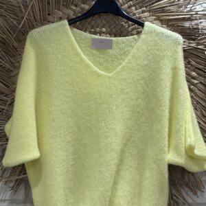 Pull oversize manches 3/4 jaune TU 36/42