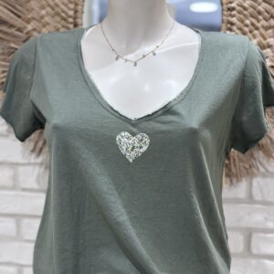 T.shirt kaki cœur liberty TU 36/40
