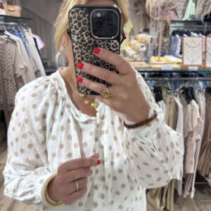 Chemise à pois beige en voile de coton TU 36/42