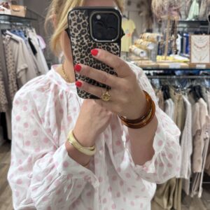 Chemise à pois rose en voile de coton TU 36/42