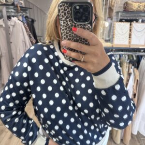 Top à pois bleu marine Clémentine TU 36/42