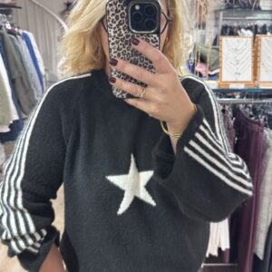 Pull noir col rond Étoile TU 36/42