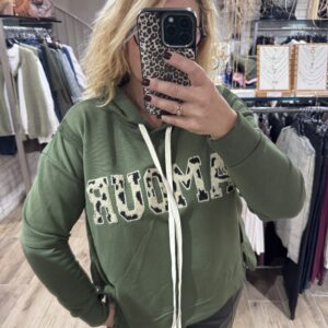 Sweat à capuche « Amour »kaki TU 38/42